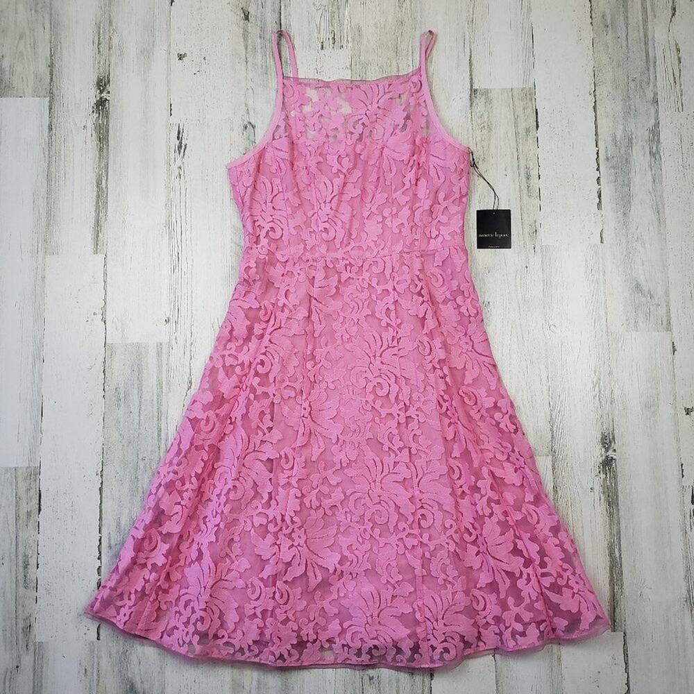 NWT Nanette Lepore Pink A-Line Mini Beach Breeze Petal Dress Women's Size 10